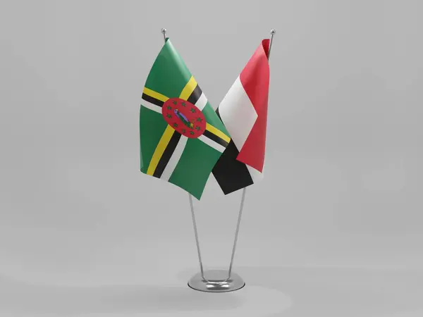 Jemen Dominica Cooperation Flags Weißer Hintergrund Render — Stockfoto