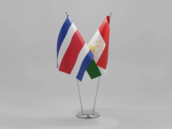 塔吉克斯坦 哥斯达黎加合作旗 白色背景 3D渲染 — 图库照片