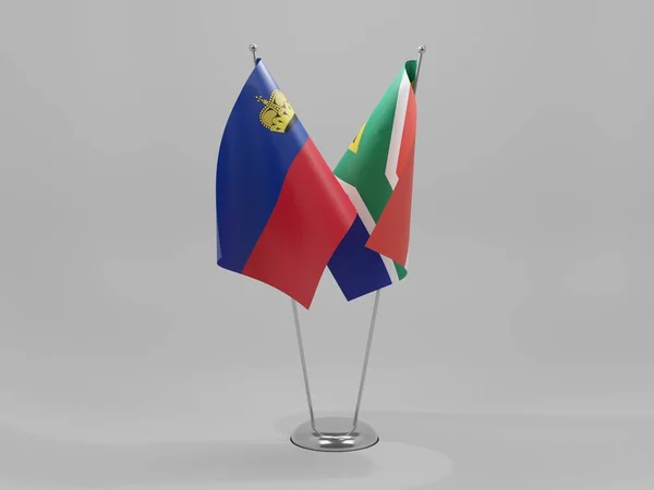 Afrique Sud Liechtenstein Drapeaux Coopération Fond Blanc Render — Photo