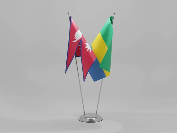 Gabon Nepal Şbirliği Bayrakları Beyaz Arkaplan Render — Stok fotoğraf