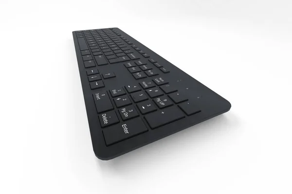 现代计算机键盘 3D渲染 — 图库照片