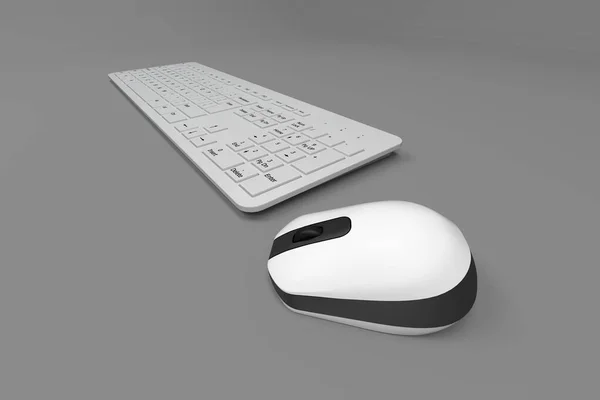 Teclado Computador Mouse Renderização — Fotografia de Stock