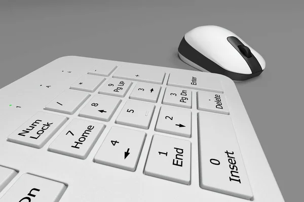 Teclado Computador Mouse Renderização — Fotografia de Stock