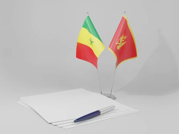 Montenegro Senegal Overeenkomst Vlaggen Witte Achtergrond Render — Stockfoto