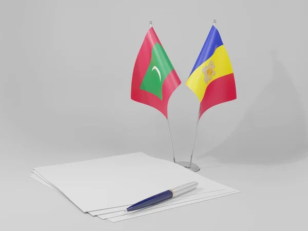 Andorra Maldives Agreement Flags White Background Render — Stock Photo, Image