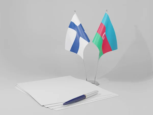 Азербайджан Фінляндія Прапори Білий Фон Рендер — стокове фото