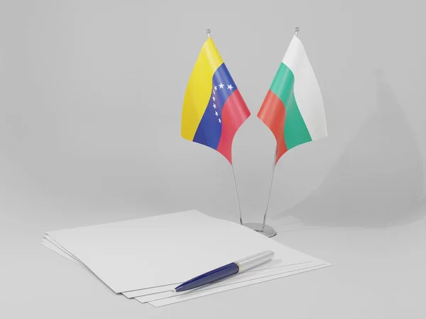 Βουλγαρία Βενεζουέλα Σημαίες Συμφωνίας Λευκό Φόντο Render — Φωτογραφία Αρχείου