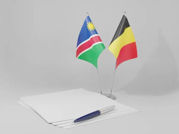 Belgium Namibia Agreement Flags White Background Render — Stock Photo, Image