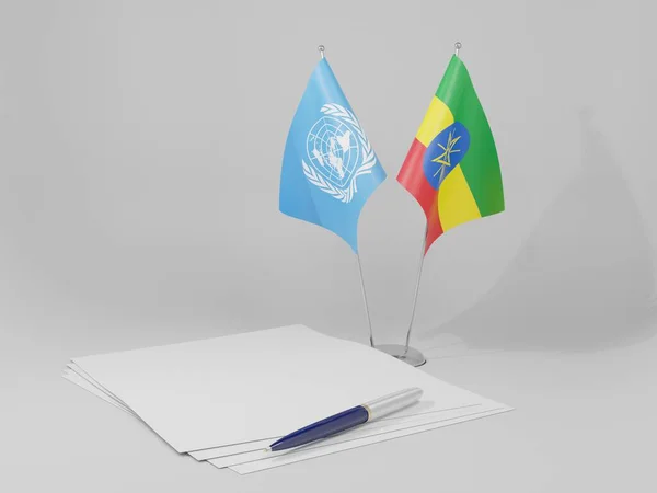 エチオピア 国際連合協定旗 白い背景 3Dレンダリング — ストック写真