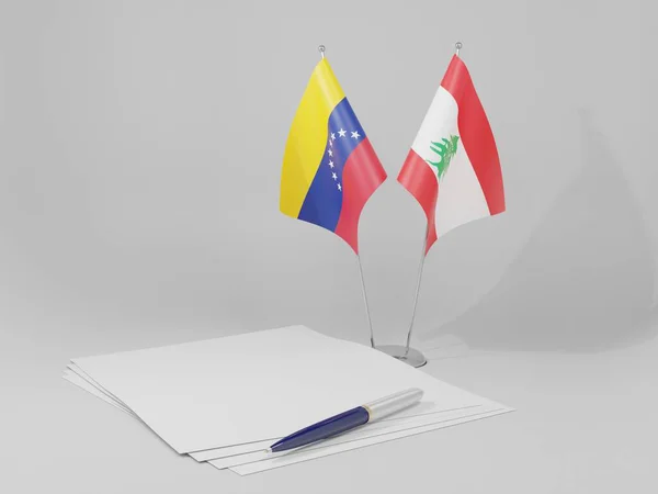Lebanon Venezuela Agreement Flags White Background Render — Stock Photo, Image