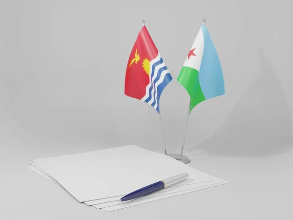 Джибути Кирибати Соглашение Флаги Белый Фон Рендер — стоковое фото