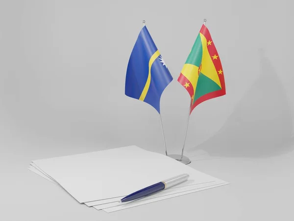 Γρενάδα Σημαίες Της Συμφωνίας Ναούρου Λευκό Φόντο Render — Φωτογραφία Αρχείου