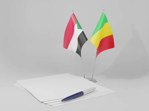 Mali Sudan Abkommen Flaggen Weißer Hintergrund Render — Stockfoto