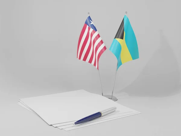 巴哈马 利比里亚协定旗帜 白色背景 3D渲染 — 图库照片