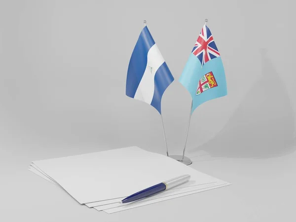 Σημαίες Της Συμφωνίας Φίτζι Νικαράγουα Λευκό Φόντο Render — Φωτογραφία Αρχείου