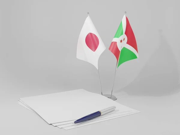 Burundi Japan Agreement Flags White Background Render — стокове фото
