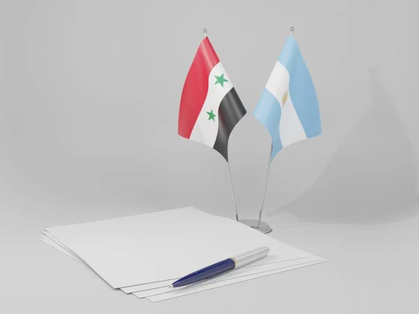 Argentina Banderas Del Acuerdo Siria Fondo Blanco Render — Foto de Stock