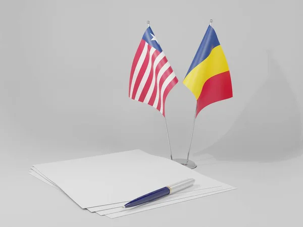 Chad Liberia Agreement Flags White Background Render — 图库照片
