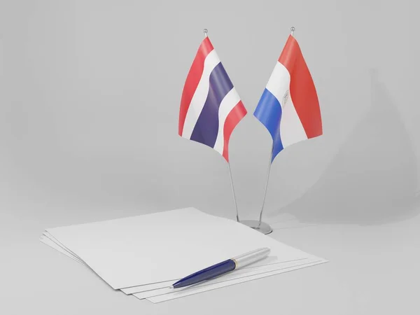 Paraguay Drapeaux Accord Thaïlande Fond Blanc Render — Photo