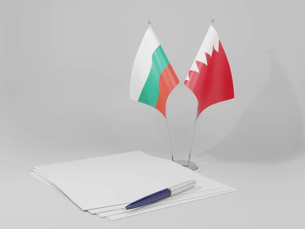 Bahreïn Bulgarie Drapeaux Accord Fond Blanc Render — Photo