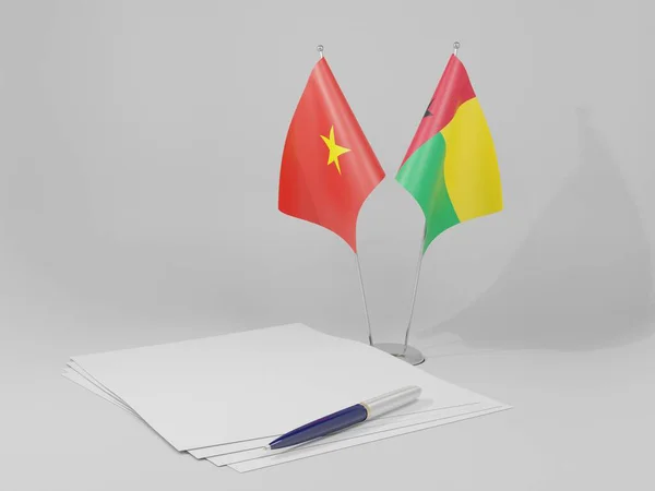 Guinea Bissau Vietnam Agreement Flags White Background Render — стокове фото