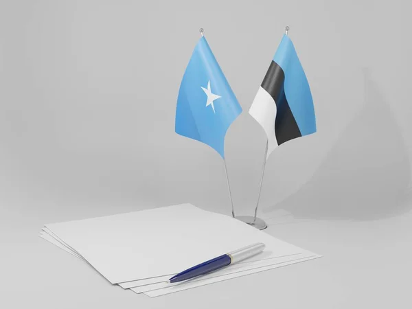 Эстония Сомали Соглашение Флаги Белый Фон Рендер — стоковое фото