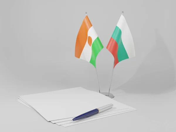 Bulgarien Niger Abkommen Flaggen Weißer Hintergrund Render — Stockfoto