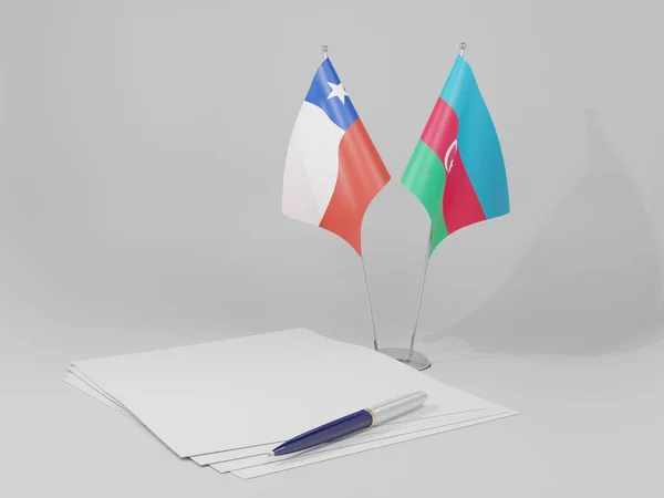 Azerbaijão Chile Acordo Bandeiras Fundo Branco Render — Fotografia de Stock