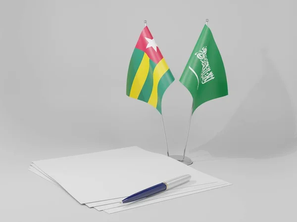 Saudi Arabien Togo Abkommen Flaggen Weißer Hintergrund Render — Stockfoto
