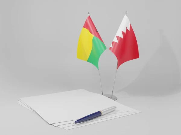 Bahrein Bandiere Dell Accordo Guinea Bissau Sfondo Bianco Render — Foto Stock
