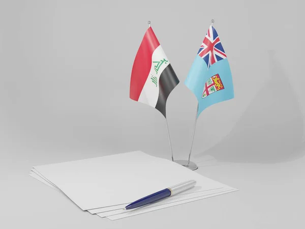 Fiji Banderas Del Acuerdo Irak Fondo Blanco Render — Foto de Stock