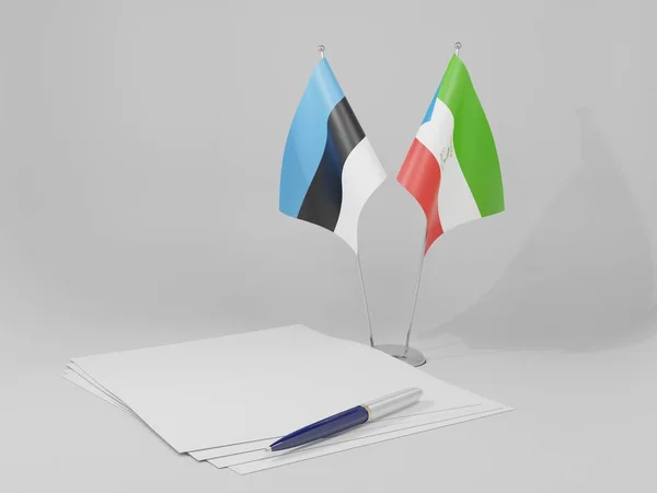 Äquatorialguinea Estland Abkommen Flaggen Weißer Hintergrund Render — Stockfoto
