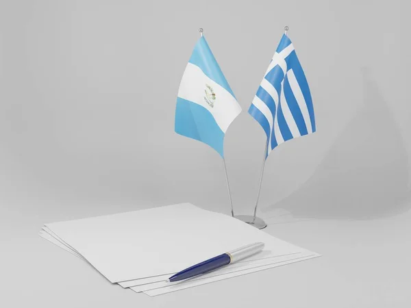 Grecia Banderas Del Acuerdo Guatemala Fondo Blanco Render —  Fotos de Stock