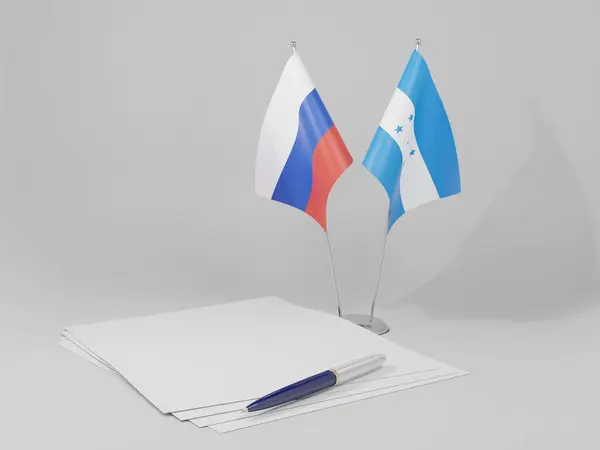 Honduras Ryssland Avtal Flaggor Vit Bakgrund Render — Stockfoto