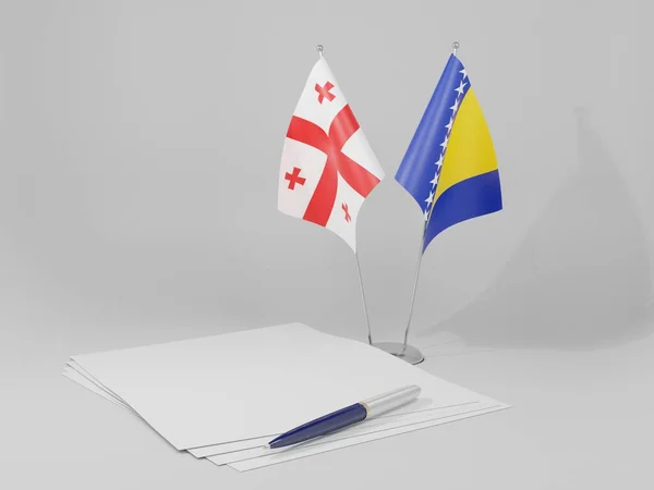 Bosnie Herzégovine Géorgie Drapeaux Accord Fond Blanc Render — Photo