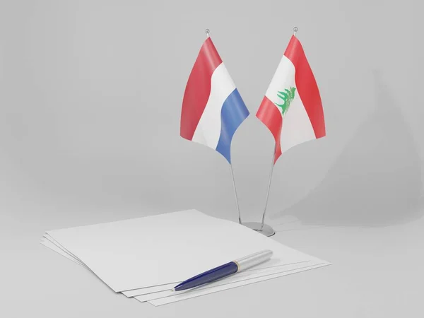 Λίβανος Ολλανδία Συμφωνία Σημαίες Λευκό Φόντο Render — Φωτογραφία Αρχείου
