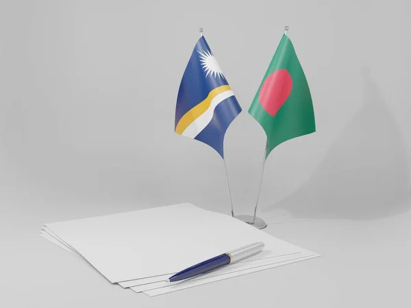 Bangladesh Acordo Das Ilhas Marshall Bandeiras Fundo Branco Render — Fotografia de Stock