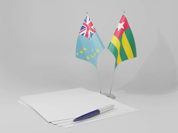 Togo Tuvalu Agreement Flags White Background Render — Stock Photo, Image