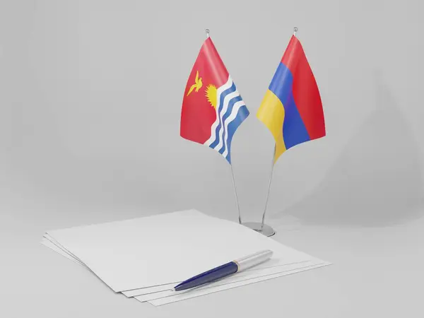 Armenia Banderas Del Acuerdo Kiribati Fondo Blanco Render — Foto de Stock