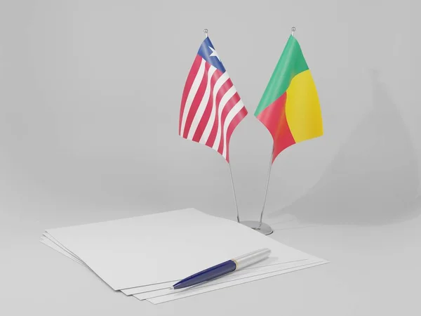 ベナン リベリア協定旗 3Dレンダリング — ストック写真