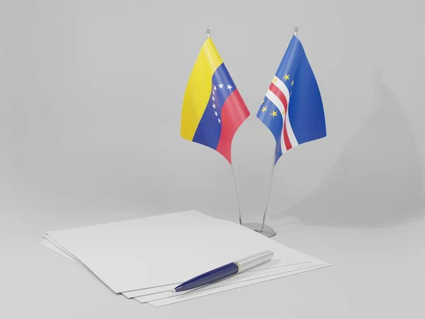 Cape Verde Venezuela Agreement Flags White Background Render — Stock Photo, Image