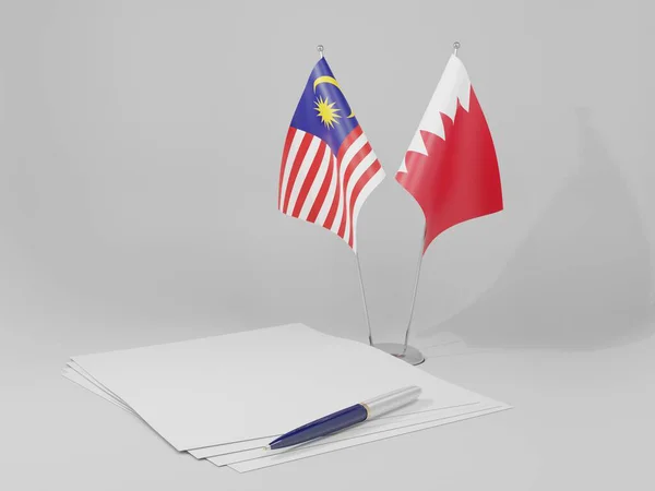 Bahrain Malaysia Agreement Flags White Background Render — Stock Photo, Image