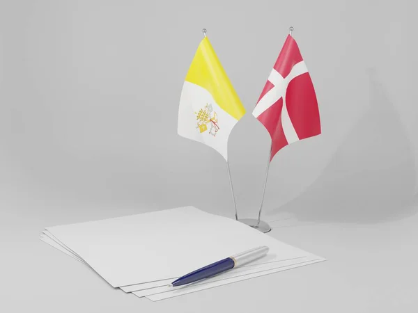 梵蒂冈城市协议旗帜 白色背景 3D渲染 — 图库照片