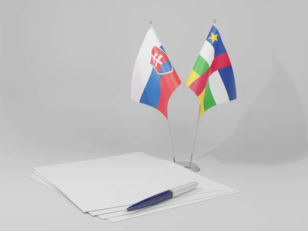 República Centroafricana Banderas Del Acuerdo Eslovaquia Fondo Blanco Render —  Fotos de Stock