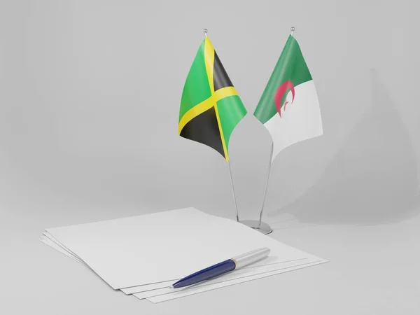 Argélia Acordo Jamaica Bandeiras Fundo Branco Render — Fotografia de Stock