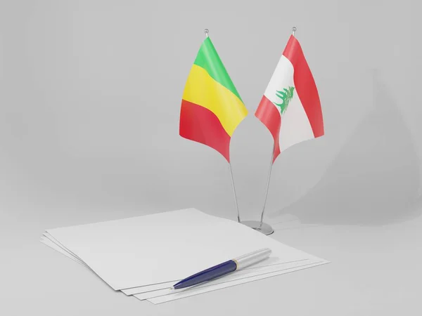 Líbano Bandeiras Acordo Mali Fundo Branco Render — Fotografia de Stock