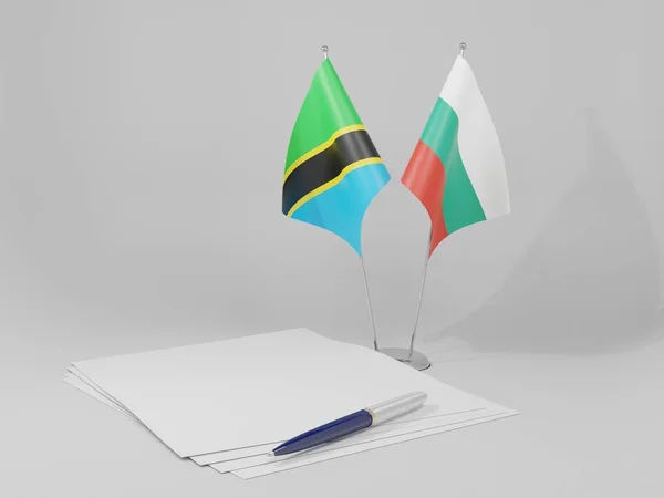Bulgária Acordos Tanzânia Bandeiras Fundo Branco Render — Fotografia de Stock