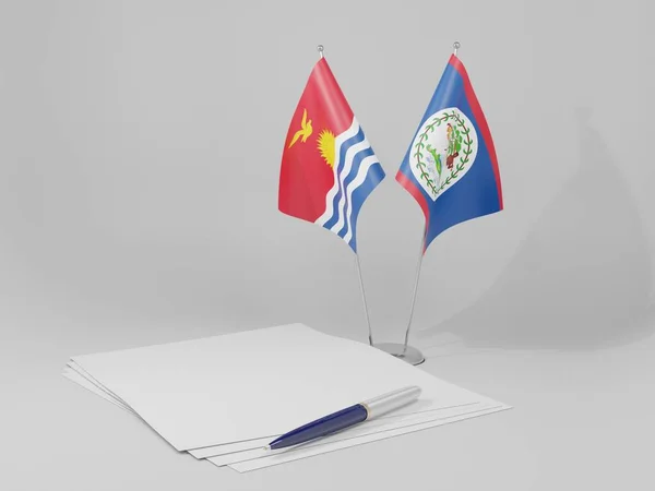 Belice Banderas Del Acuerdo Kiribati Fondo Blanco Render —  Fotos de Stock