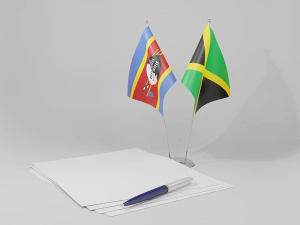 Jamaica Swaziland Agreement Flags White Background Render — Stock Photo, Image