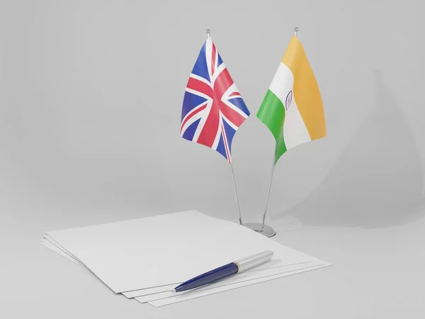 India Bandiere Dell Accordo Regno Unito Sfondo Bianco Render — Foto Stock